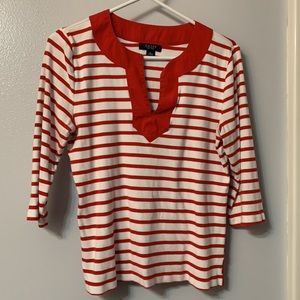 Chaps Red & White striped ¾ sleeve
